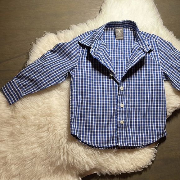 Dockers, Boy’s (size 4) Button-down Plaid Shirt, Blue and White - Picture 6 of 11